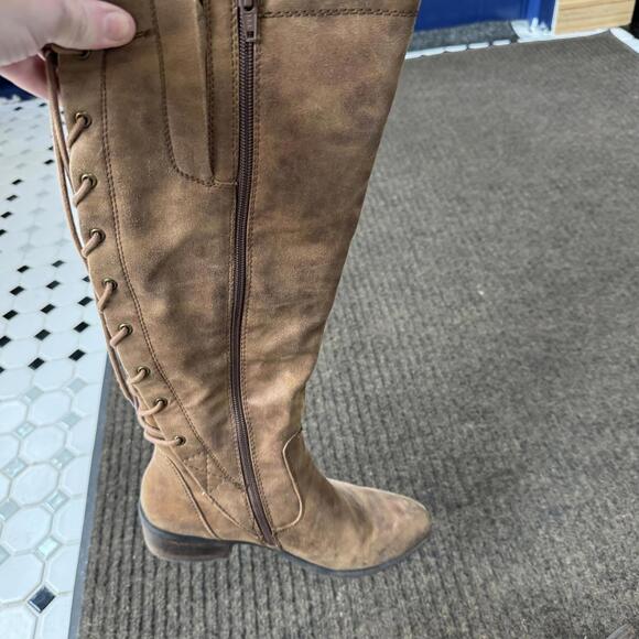 BareTraps Knee High‎ Boots Lace Up Zipper Brown size 6M - Picture 5 of 8